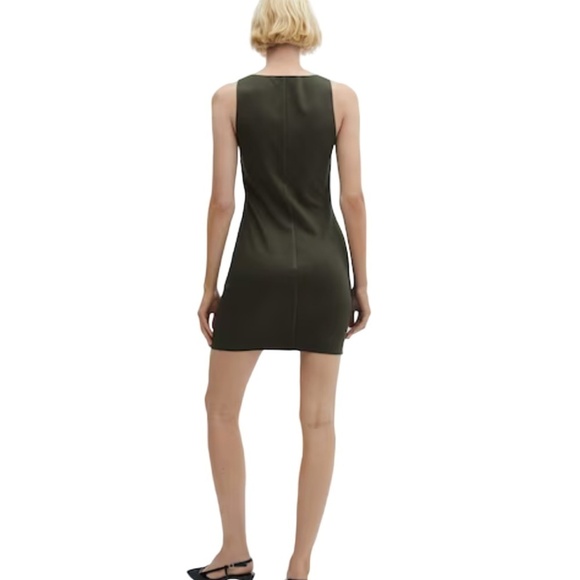 Mango Sheath Dress Dark Olive Green Sleeveless Body Hugging Design Pullover - Picture 4 of 16